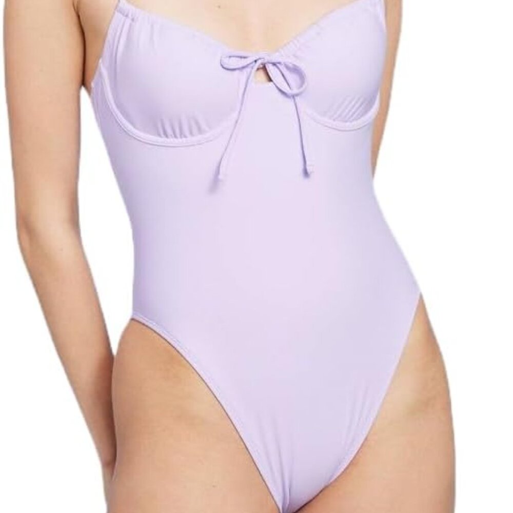 High Leg Extra Cheeky One Piece Swimsuit - Lilac